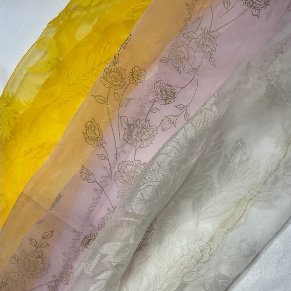 Vintage Lot of 3 Sheer Silk Scarf